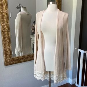 Large Knit Cardigan with Lace, Great Condition